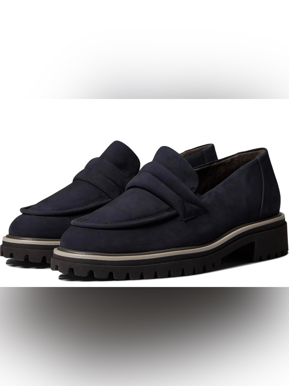 Paul Green Nico Suede Slip-On Flat Loafers UK5.5/US8 Navy Lug Sole Quiet Luxury